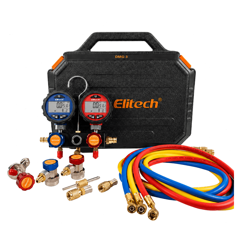 Manifold dig elitech DMG-3 c om 2 manom c/ mangueiras e maleta